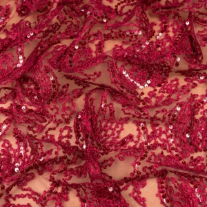 koronka nieelastyczna wzór kolor bordowy