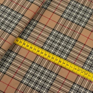 Tkanina w kratę kolor beżowy