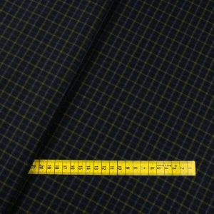 Tkanina w kratę kolor czarny i musztardowy