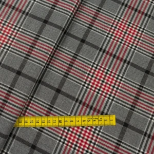 Tkanina w kratę kolor czerwony