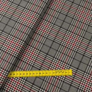 Tkanina w kratę kolor czerwony i beżowy