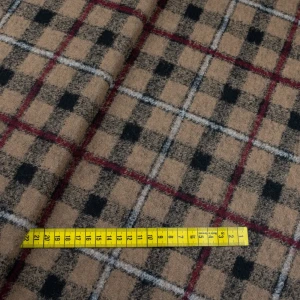 Tkanina płaszczowa wzór krata kolor brązowy i czarny