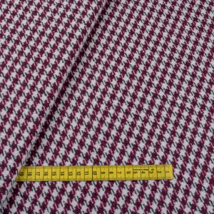 Tkanina płaszczowa wzór pepitka kolor bordowy