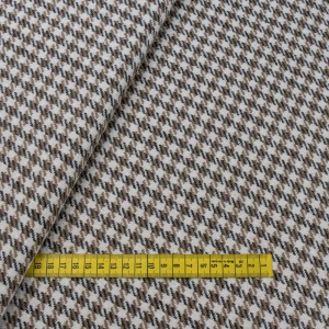 Tkanina płaszczowa wzór pepitka kolor ciemny beżowy i czarny