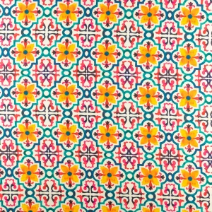 Tkanina wiskoza twill wzór batik kolor kremowy