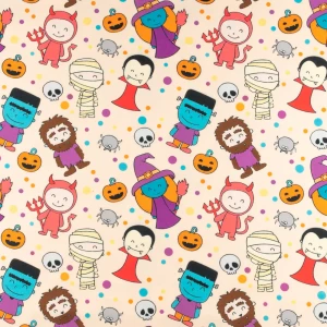 Dresówka pętelka wzór halloween kolor beżowy