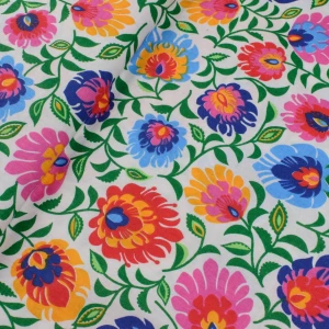 Tkanina bawełna wzór ludowy biały