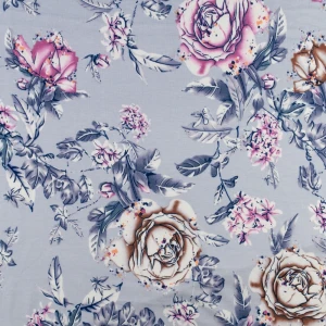 Dzianina wiskozowa wzór kwiaty kolor szary