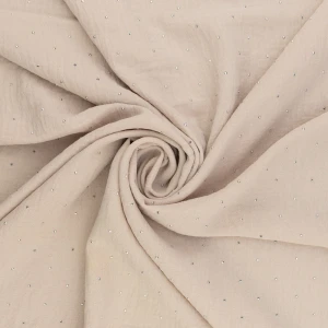 Tkanina American Krepa z cyrkoniami kolor beżowy