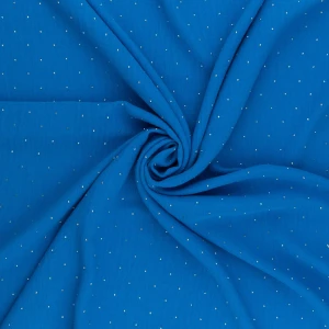 Tkanina American Krepa z cyrkoniami kolor niebieski