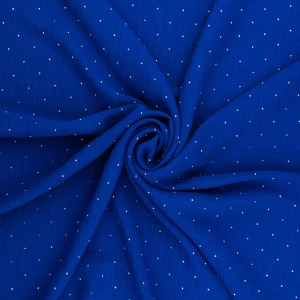 Tkanina American Krepa z cyrkoniami kolor ciemny chabrowy