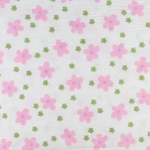 Muślin Bawełniany wzór kwiaty kolor biały