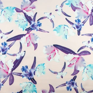 Tkanina Barbie wzór kwiaty kolor jasny różowy