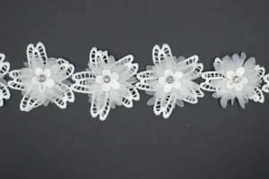 TAŚMA OZDOBNA KORONKA  CT 807 BIAŁA
