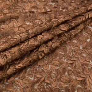 Koronka Gipiura na tiulu ciemny miedziany