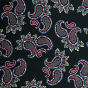 Tkanina Silki wzór orientalny na czarnym tle