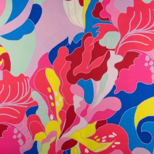 Tkanina wiskoza twill wzór kolorowe liście