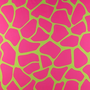 Tkanina wiskoza twill wzór żyrafa kolor różowy i zielony