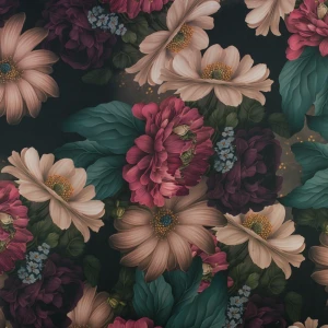 Szyfon Glamour kwiaty bordowo czarny