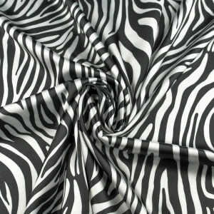 Tkanina Satyna lycra zebra czarno biały