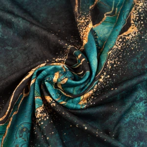 Tkanina wiskoza twill wzór abstrakcyjny szmaragdowy