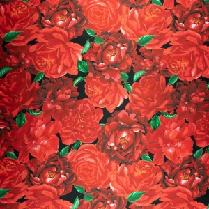 Satyna lycra kwiaty czerwony