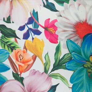 Tkanina Szyfon w kwiaty kolor ecru