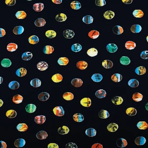 Tkanina Barbie wzór grochy kolor granatowy