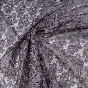 Koronka materiał w kwiaty kolor brudny fioletowy