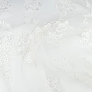 Koronka materiał w kwiaty kolor ecru