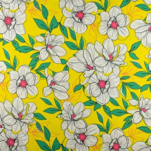 Tkanina wiskoza twill wzór kwiaty na żółtym tle