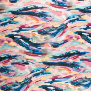 Tkanina wiskoza twill wzór malowany odcienie różu