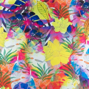 Tkanina wiskoza twill w kwiaty kolorowe