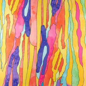 Tkanina wiskoza twill wzór kolorowy mazany kolor pomarańczowy