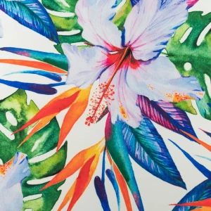 Tkanina wiskoza twill wzór kwiat strelicja kolor zielony