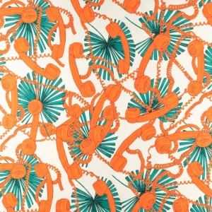 Dzianina jersey ITY Kimo wzór słuchawki kolor pomarańczowy