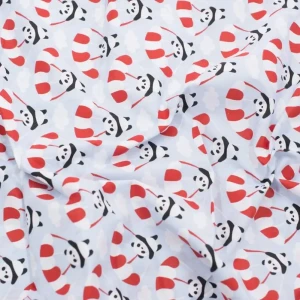 Bawełna wzór pandy na błękitnym tle