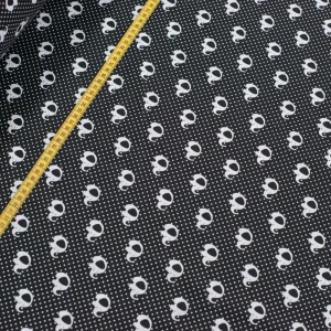 Bawełna wzór słoniki/kropki, czarno/białe