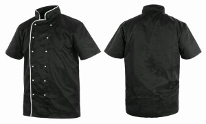 Czarna elegancka bluza kucharska dwurzędowa krótki rękaw CXS Chef