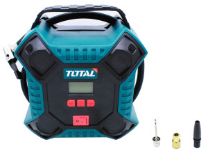 COMPRESOR AIRE TOTAL BATERIA 12V (11 BAR - 35L/min - CON ENCHUFE MECHERO COCHE)