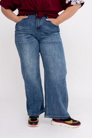 Niebieskie Spodnie jeansowe wide leg AMPURI
