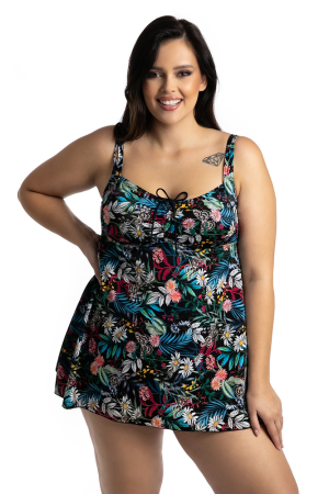 Kolorowe Tankini w kwiaty z maskującą tuniką