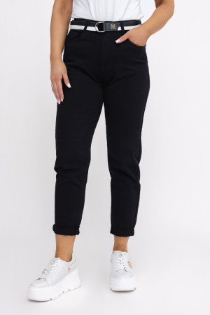 Czarne Spodnie z paskiem MORMI Slim fit