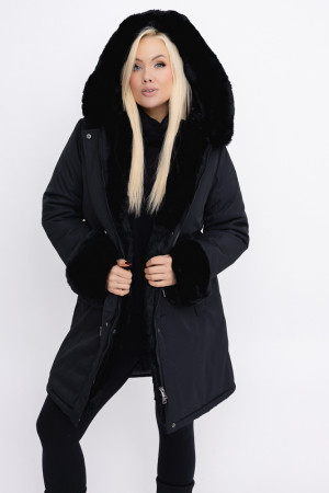Czarna Kurtka puchowa z kapturem SNOWY