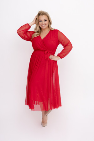 Czerwona Sukienka siateczkowa MANTARI (long sleeve)