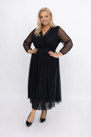 Czarna Sukienka siateczkowa MANTARI (long sleeve)