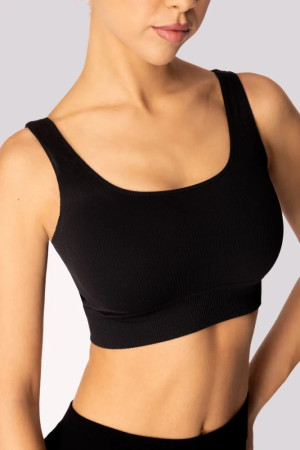 Czarny Top prążkowany RIBBED