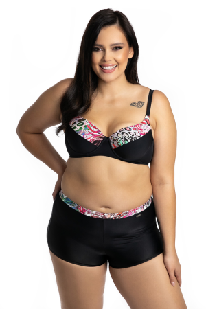 Czarny Kostium kąpielowy z usztywnianymi miseczkami i szortami