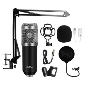 Media-Tech Mikrofon pojemnościowy, studyjny z zestawem akcesoriów STUDIO AND STREAMING MICROPHONE MT397S (Srebrny)