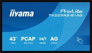 IIYAMA Monitor 43 cale T4329AS-B1AG VA,4K,HDMIx2,USB-C,RJ45,2x10W,WiFi, Android 14, Signal FailOver, Whiteboard, iiSignage (CMS), iiControl (DMS),